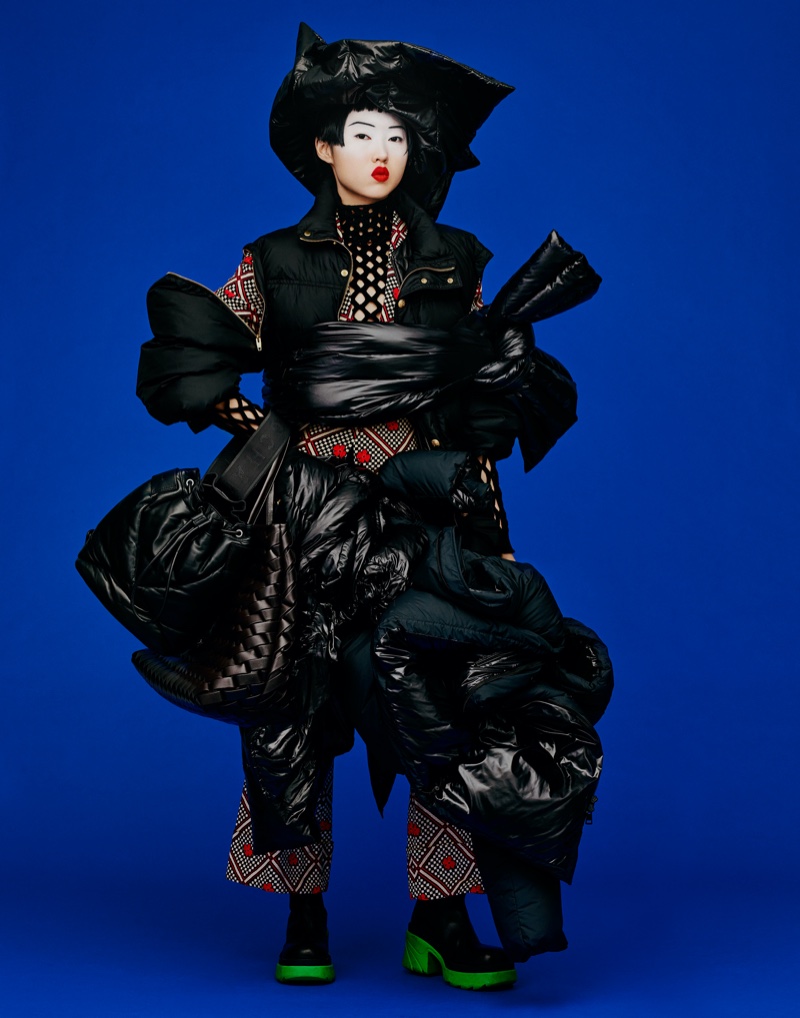 Chloe Tang Poses in Avant-Garde Puffer Fashion for Grazia China