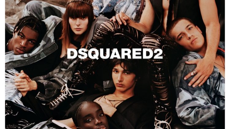 Alyah Peterson, Miriam Sanchez, Chloe Oh, Diba Maty, Alyda Grace, Guylian Masson, Alex Marku, Jack Cope, Alex Wynter, and Rubuen Bilan-Carroll star in DSquared2 spring-summer 2022 campaign.