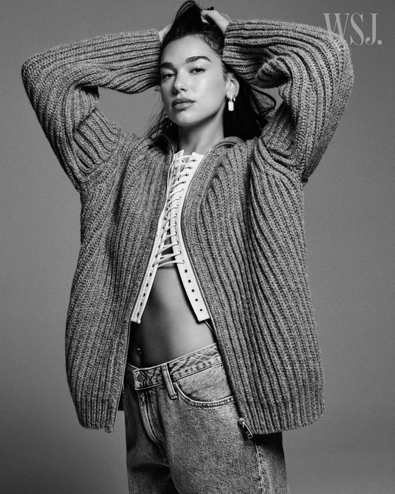 Dua Lipa Prada Sweater Black White Photo WSJ Magazine