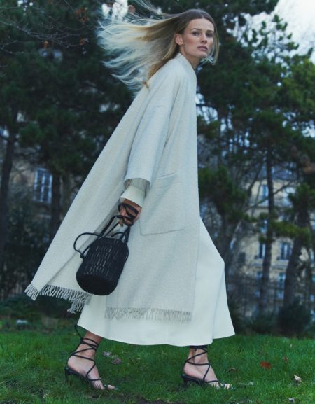 Revisited: Edita Vilkeviciute Models Massimo Dutti's Timeless Styles Massimo Dutti Cape Coat Fringe