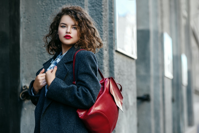 Fashion Plus Size Coat Red Bag