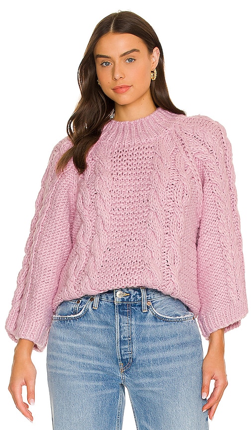 For Love & Lemons Andie Oversized Sweater in Pink. - size S (also in L, M, XS)