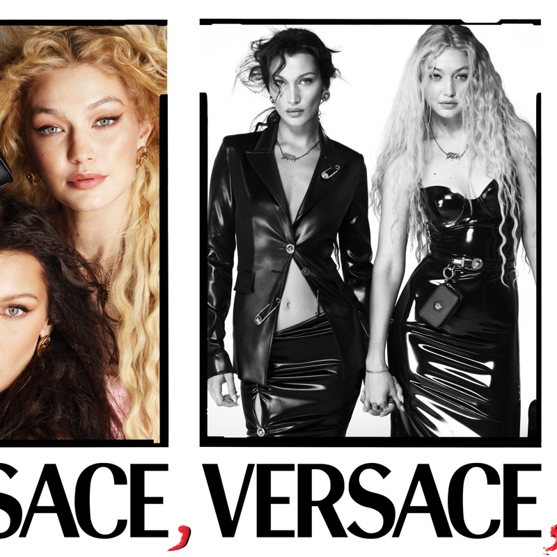 Bella Gigi Hadid Leather Latex Versace Spring 2022 Campaign