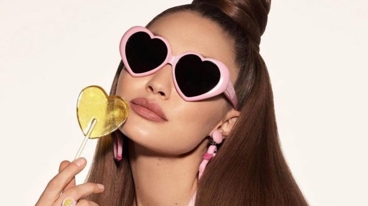 Gigi Hadid Moschino Pink Heart-Shaped Sunglasses Lollipop