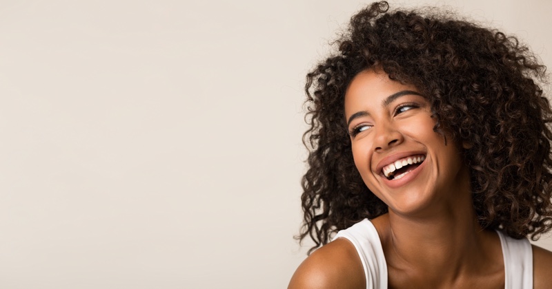 Happy Black Woman Natural Hair Curls