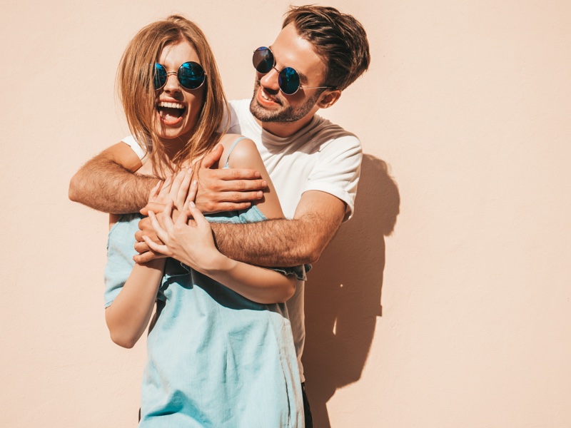 Happy Couple Sunglasses Embracing