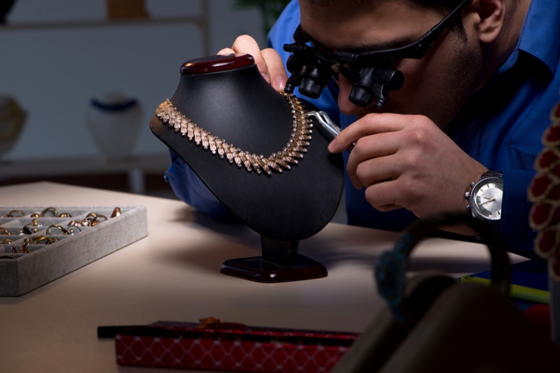 Jeweler Repairing Necklace Gold