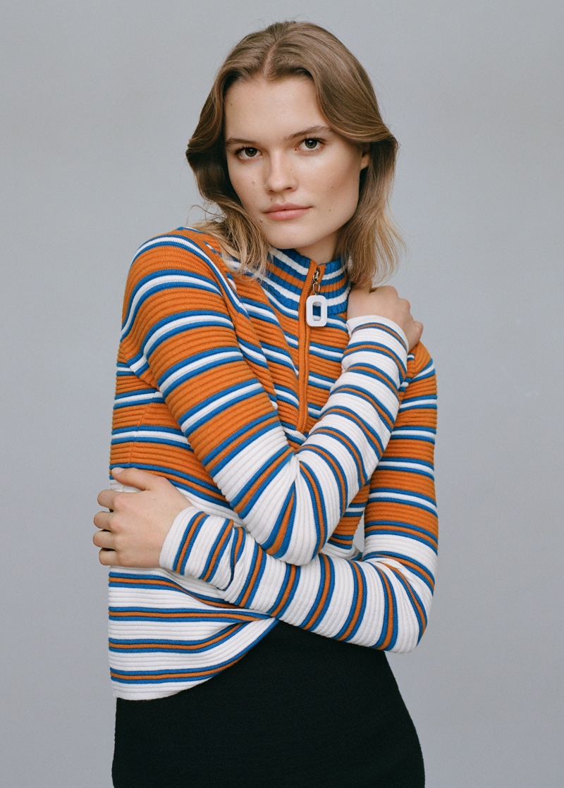 Bold stripes appear in Mango's January 2022 collection.