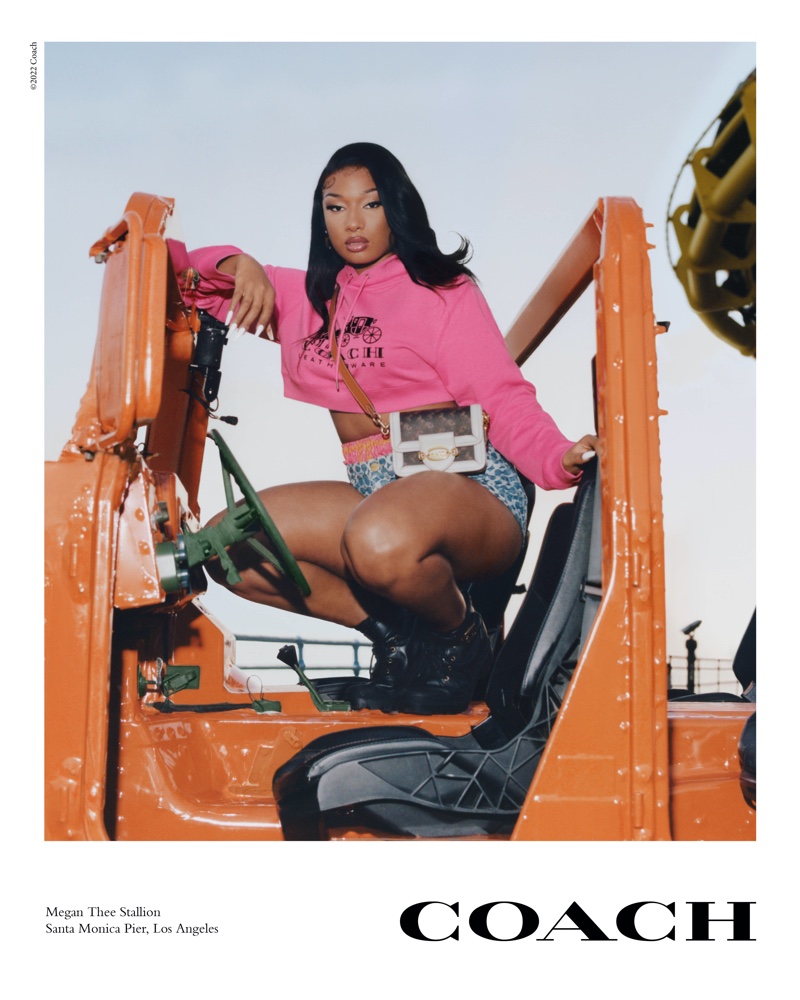 Megan Thee Stallion Pink Crop Top Coach Spring 2022 Campaign