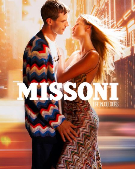Georgia May Jagger Lights Up Missoni Spring 2022 Campaign Missoni Spring 2022 Campaign Couple Cardigan Dress Stripes