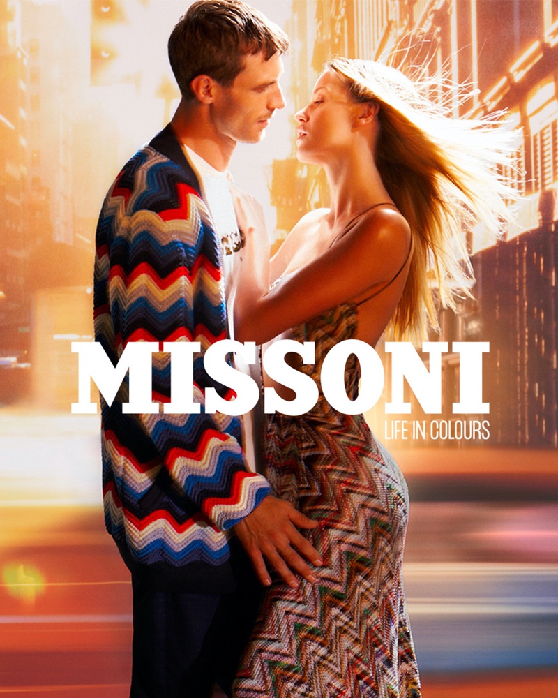 Missoni Spring 2022 Campaign Couple Cardigan Dress Stripes