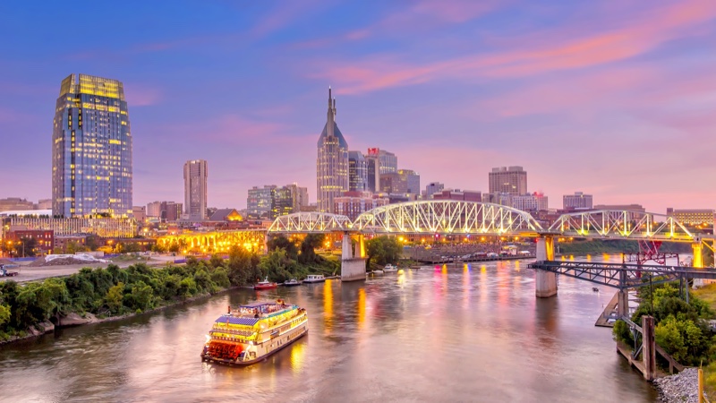 Nashville Tennessee Downtown Skyline Night