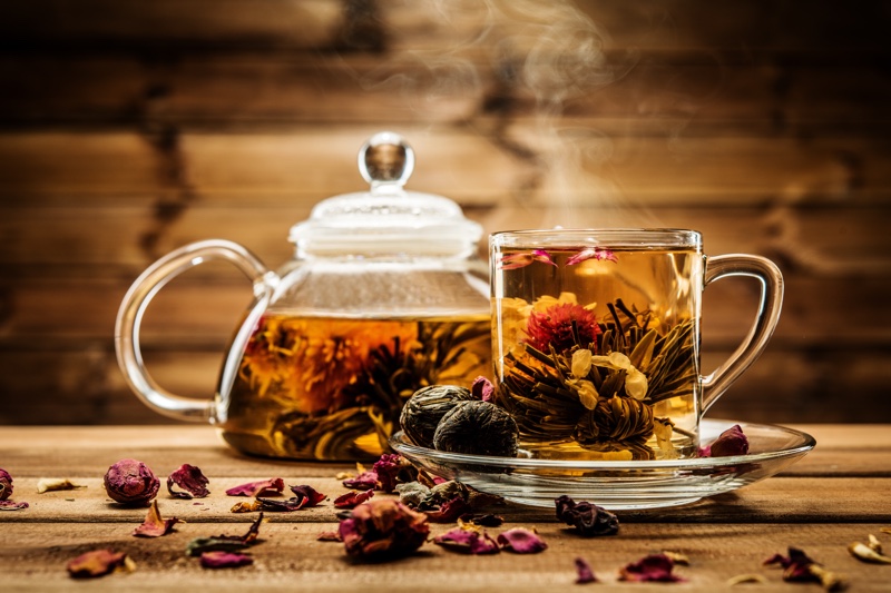 Oolong Tea Pot Cup Flowers