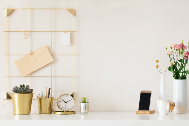 Organized Office Desk Decor Gold Theme