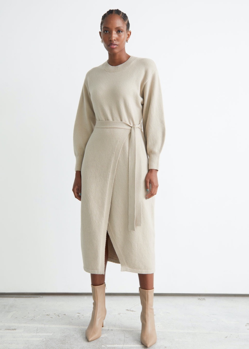 & Other Stories Knitted Midi Wrap Dress $119