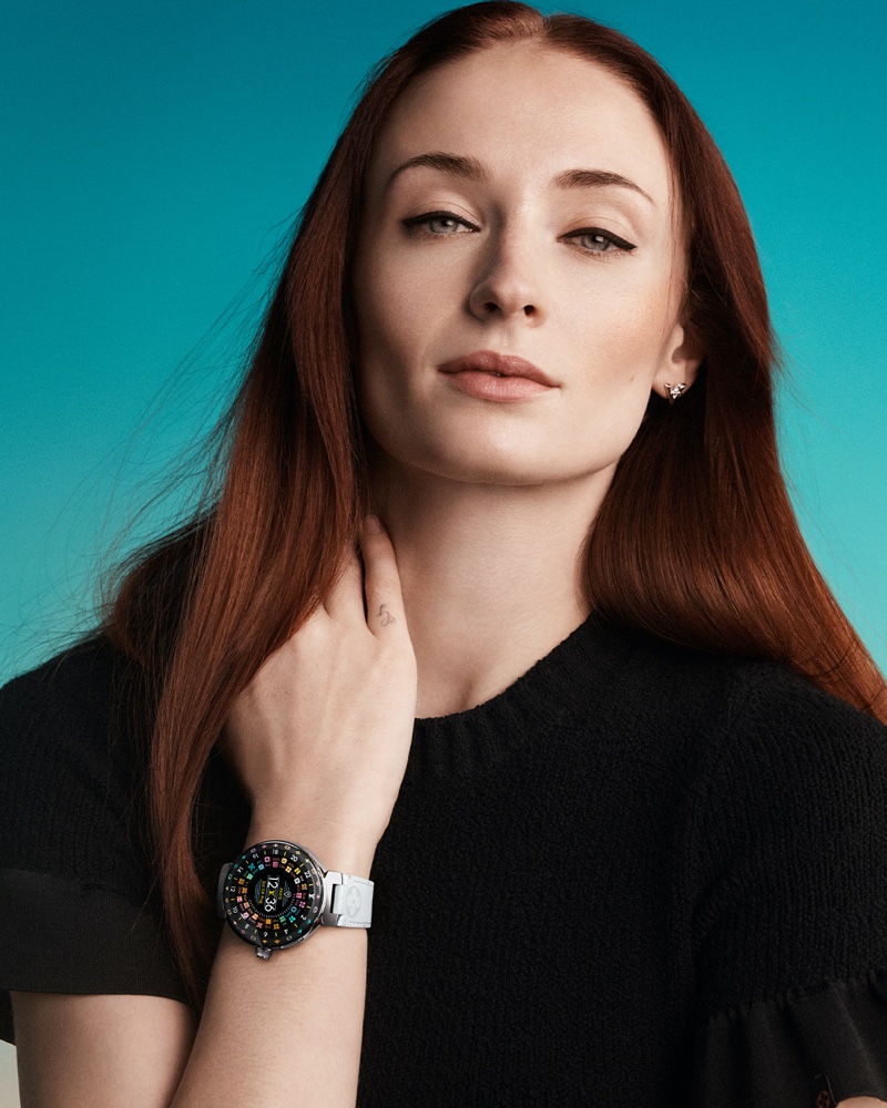 Actress Sophie Turner Louis Vuitton Tambour Horizon Light Up Connected Watch Campaign