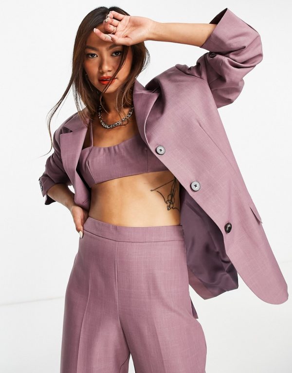 Topshop oversized single breasted blazer in purple