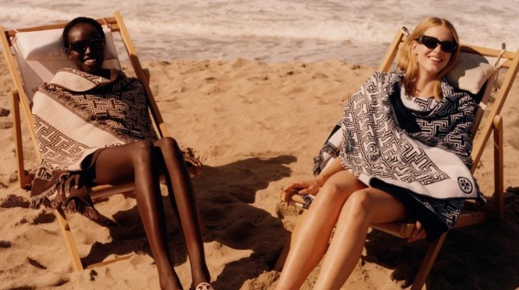 Abby & Ajok Hit the Beach for Tory Burch Resort 2022 Campaign