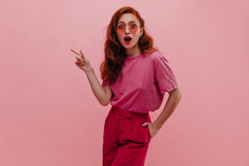 Woman Wearing Pink T-shirt