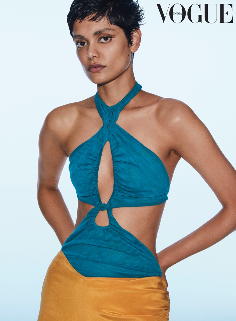 Model Zinnia Kumar wears design from Supriya Lele for the photoshoot. Photo: Daniel Jackson / Vogue India