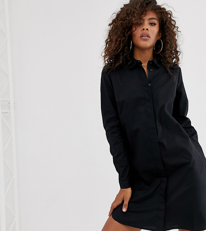 ASOS DESIGN Tall cotton mini shirt dress in black | Fashion Gone Rogue