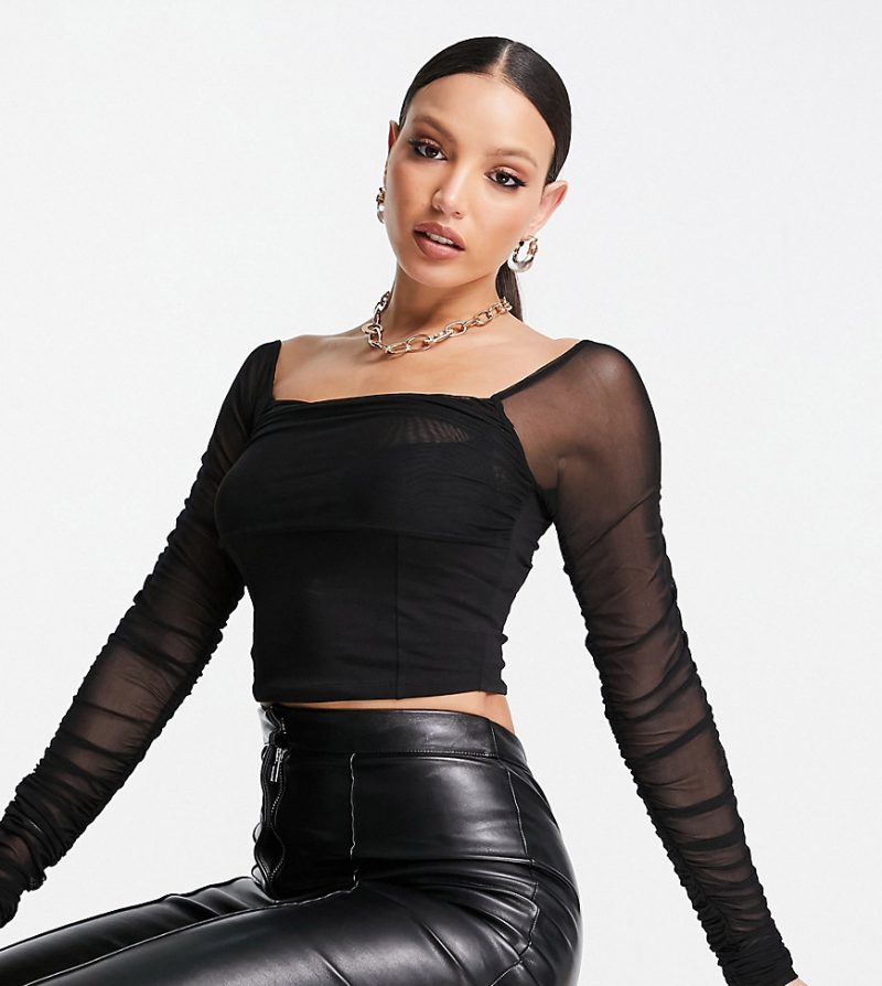 ASOS DESIGN Tall mesh square neck corset in black | Fashion Gone Rogue