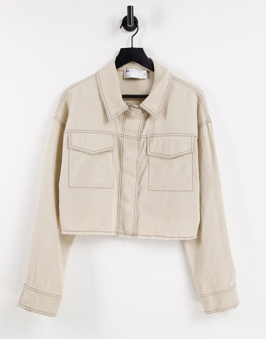 ASOS DESIGN cropped linen jacket in cream-White | Fashion Gone Rogue