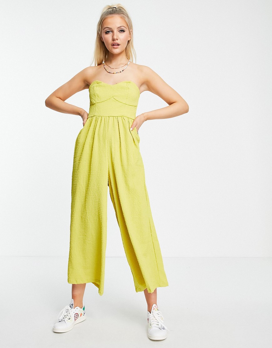 ASOS DESIGN textured bandeau jumpsuit in chartreuse-Green | Fashion ...