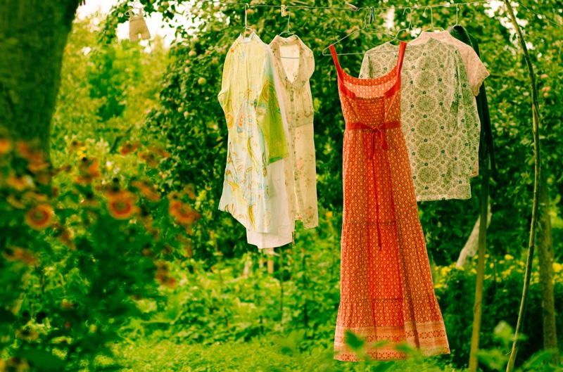 Air Dry Hanging Clothes Outdoors