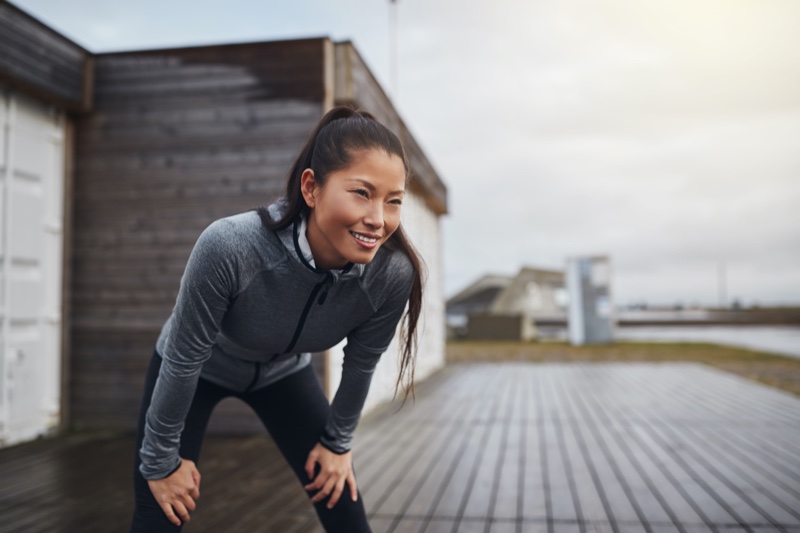 Asian Woman Workout Clothes