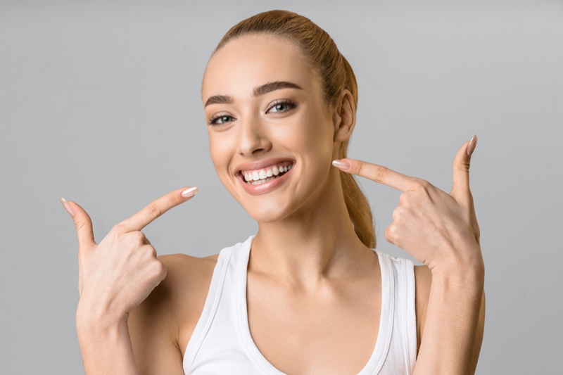 Blonde Woman Smiling White Teeth Healthy