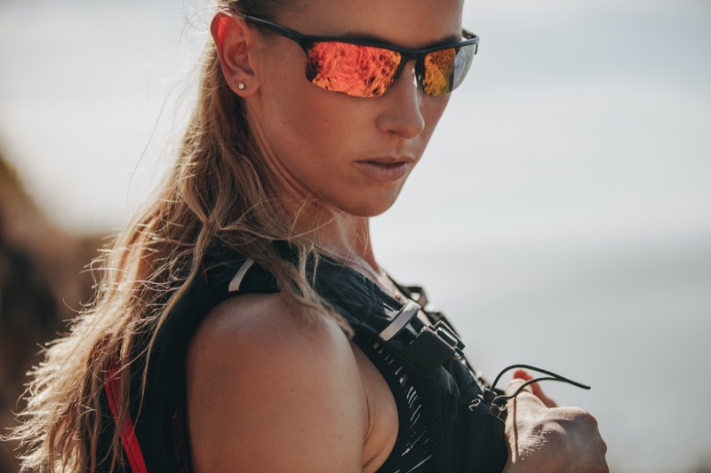 Closeup Model Runner Sunglasses Orange