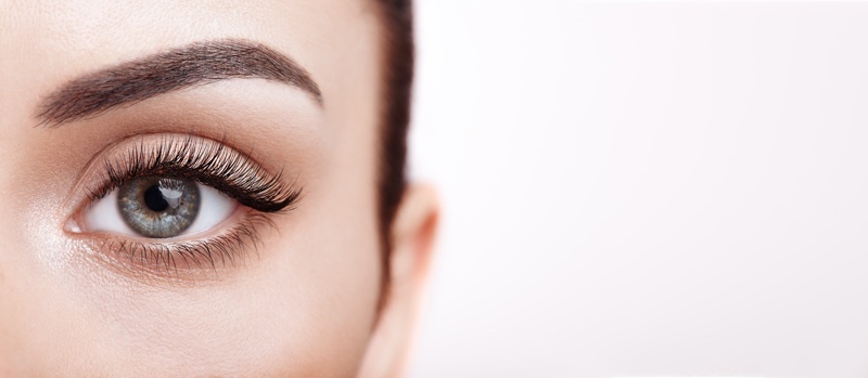 Closeup Woman Eyebrow False Eyelashes