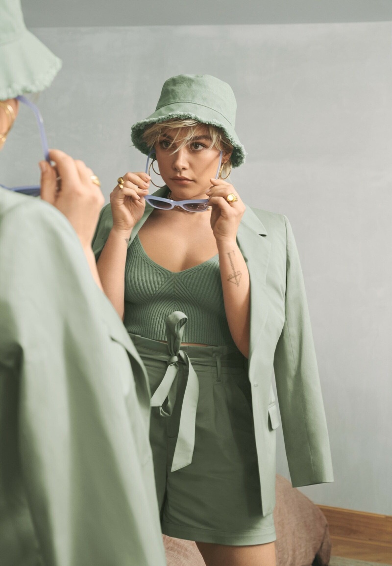 Florence Pugh Bucket Hat J. Crew Spring 2022 Campaign