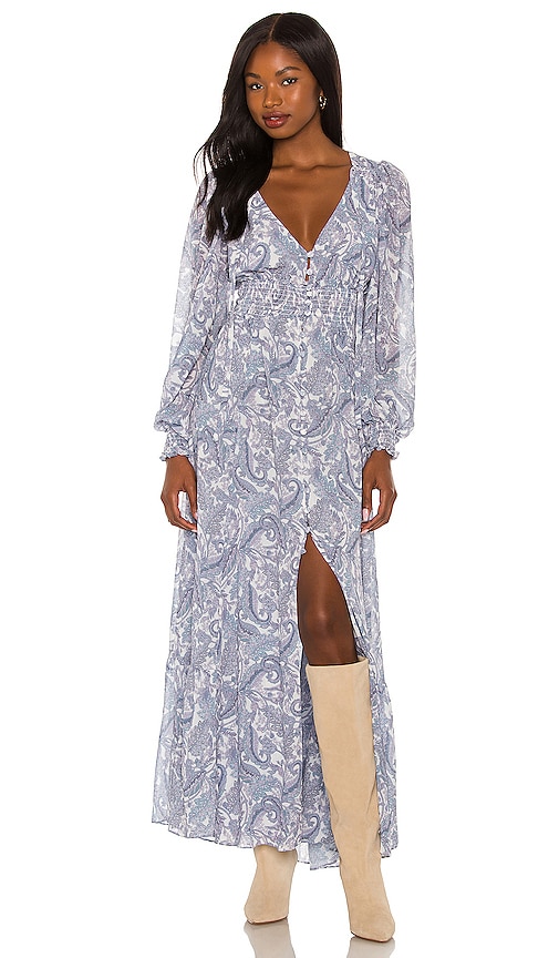 For Love & Lemons Janelle Maxi Dress in Blue. - size XS (also in S)