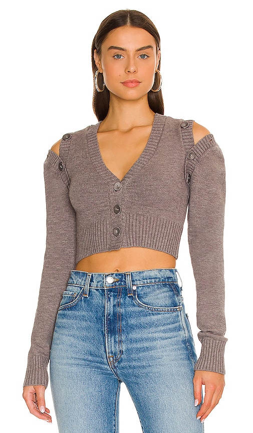 For Love & Lemons Joan Cropped Cardigan in Grey. - size S (also in M, XS)
