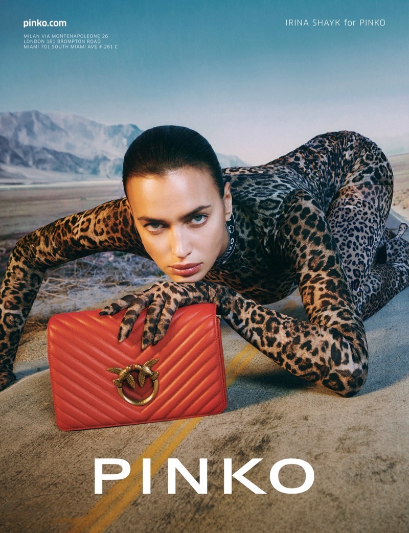 Irina Shayk Red Love Bag Click Pinko Spring 2022 Campaign