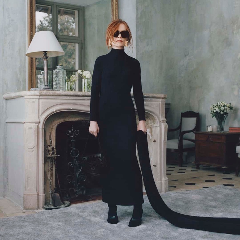 Isabelle Huppert Black Dress Balenciaga Spring 2022 Campaign