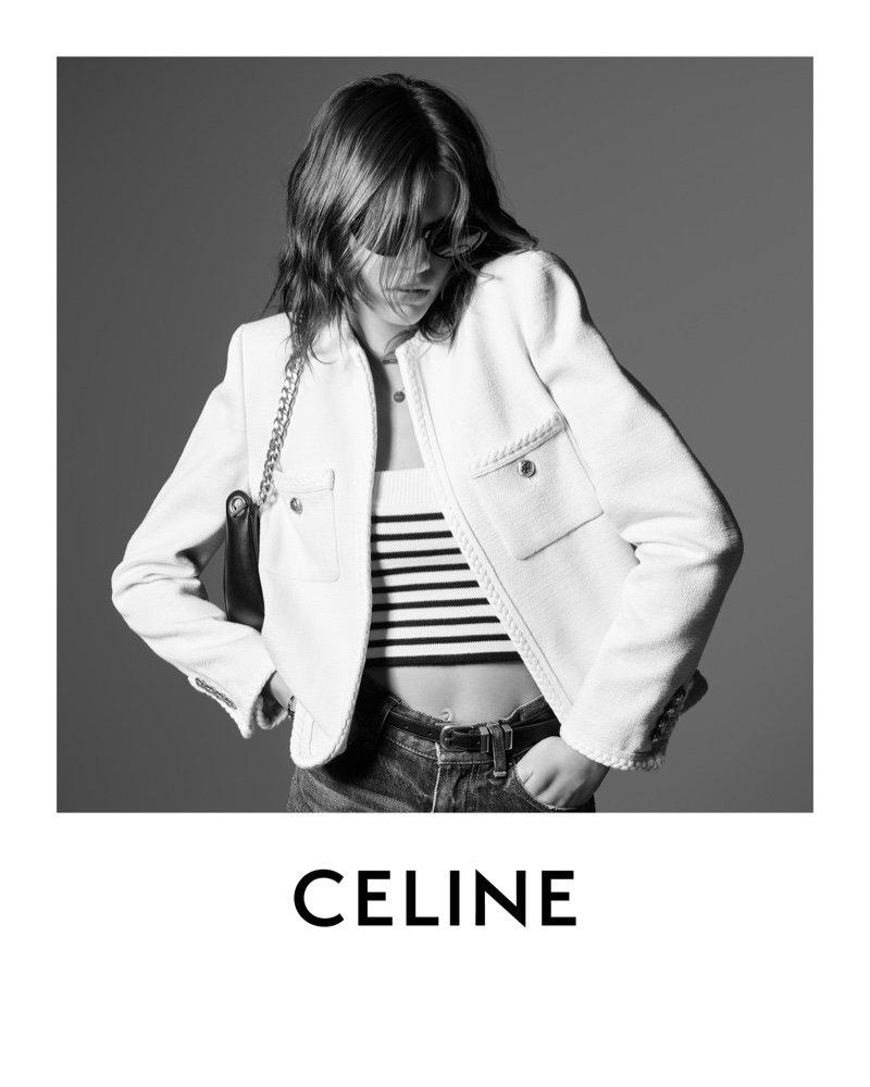 Celine redesigns the Triomphe Canvas in white for Spring/Summer 2021