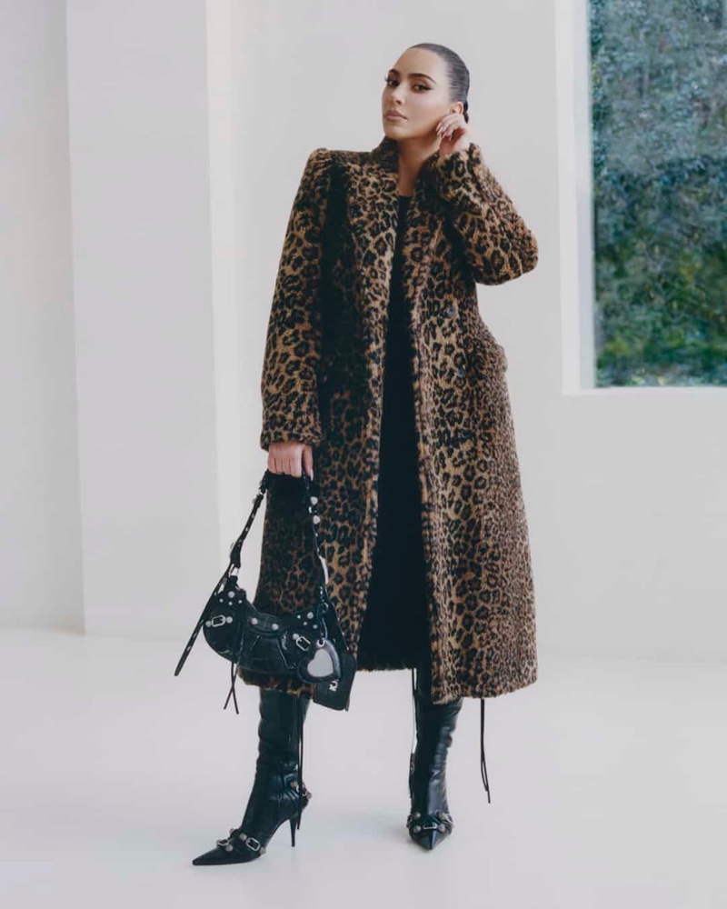 Kim Kardashian Balenciaga Spring 2022 Campaign Leopard Print Coat