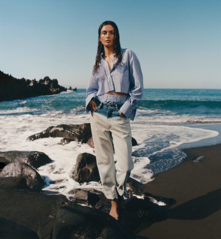 Andreea Diaconu Takes On Mango's Sustainable Spring 2022 Denim Beach Mango Denim 2022 Campaign