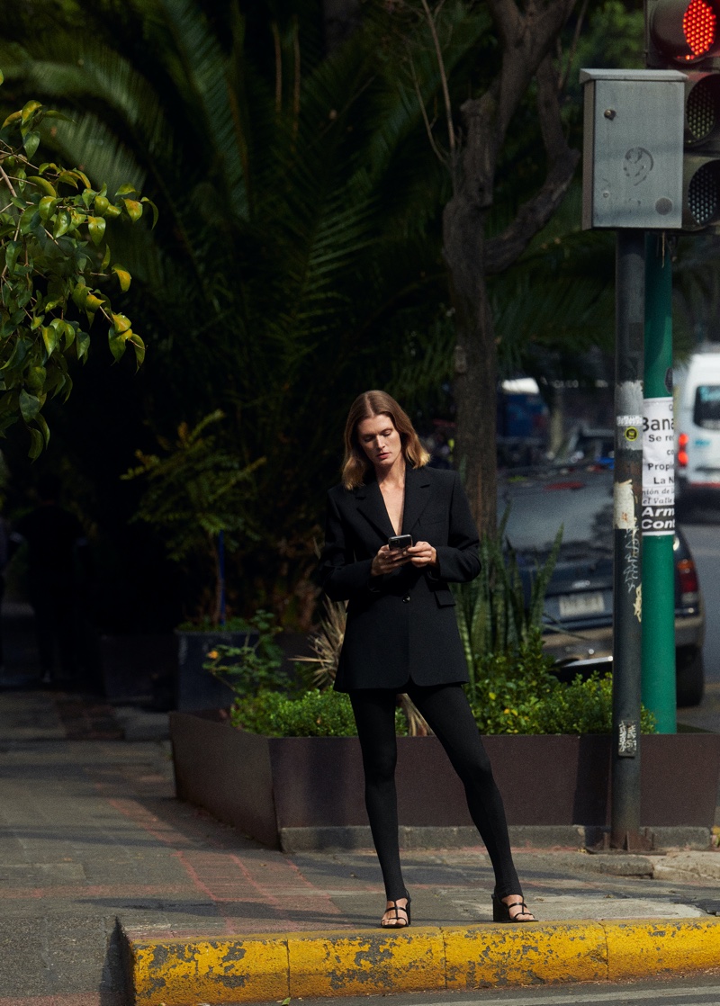 Mango Black Pant Suit Street Style