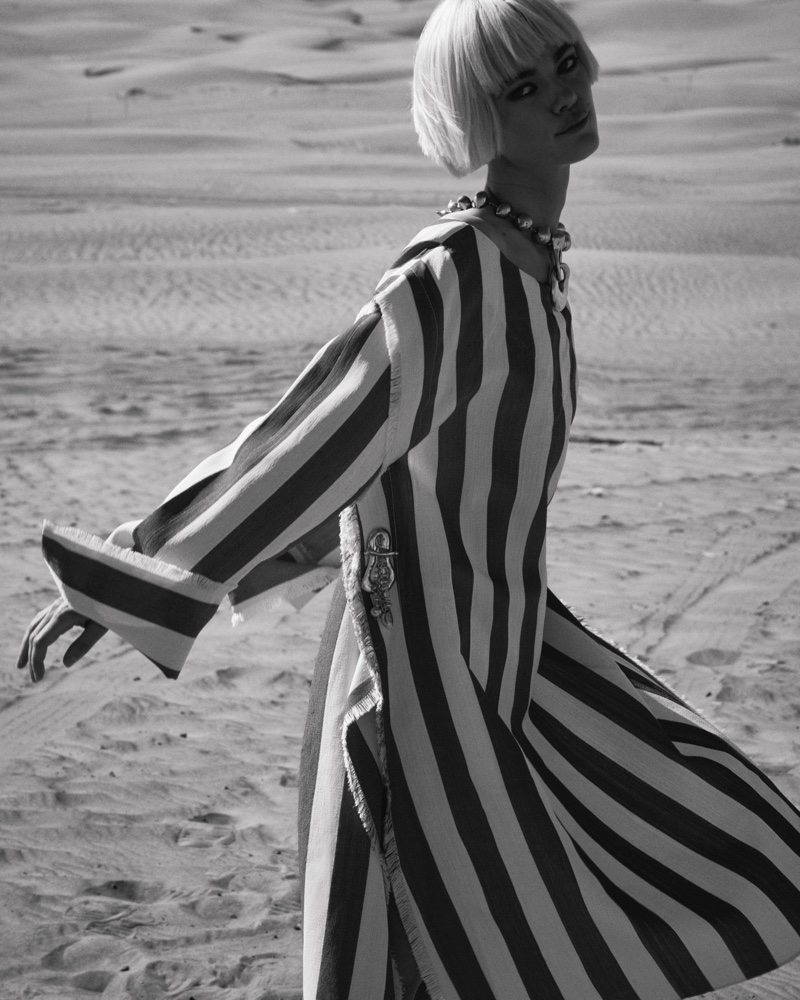 Mathilde Brandi Wears Retro Black & White Style for ELLE Germany