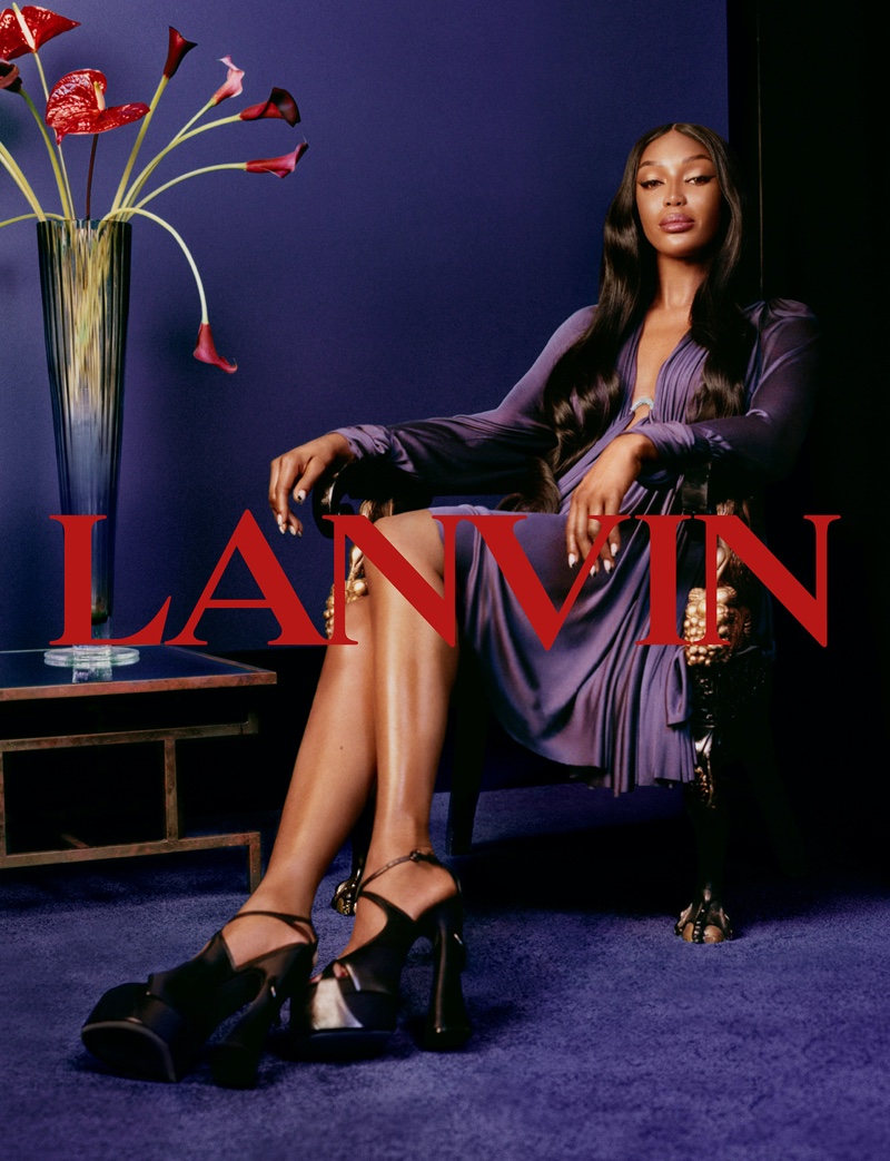 Naomi Campbell Lanvin Spring 2022 Campaign Purple Dress