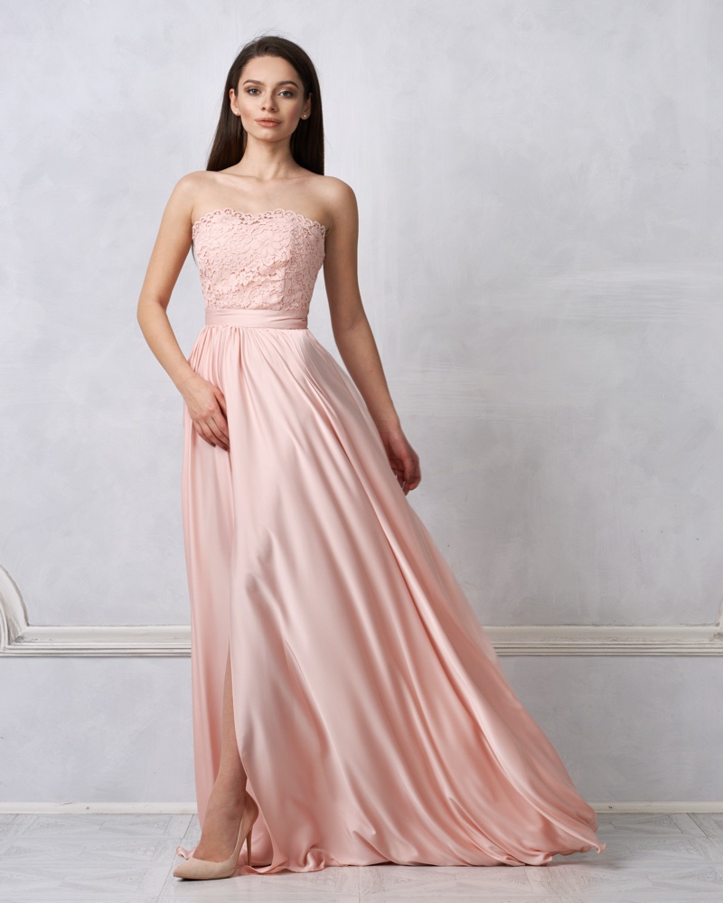 Pink Formal Dress Gown Strapless