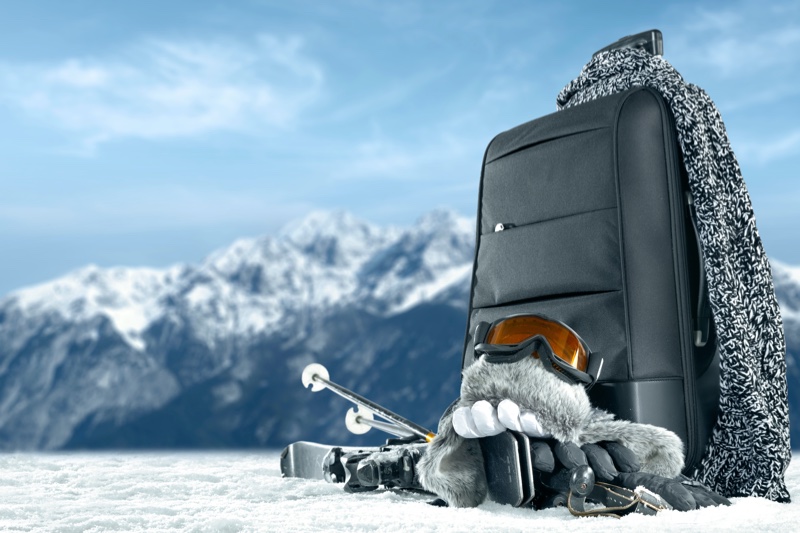 Skiing Luggage Concept Snow