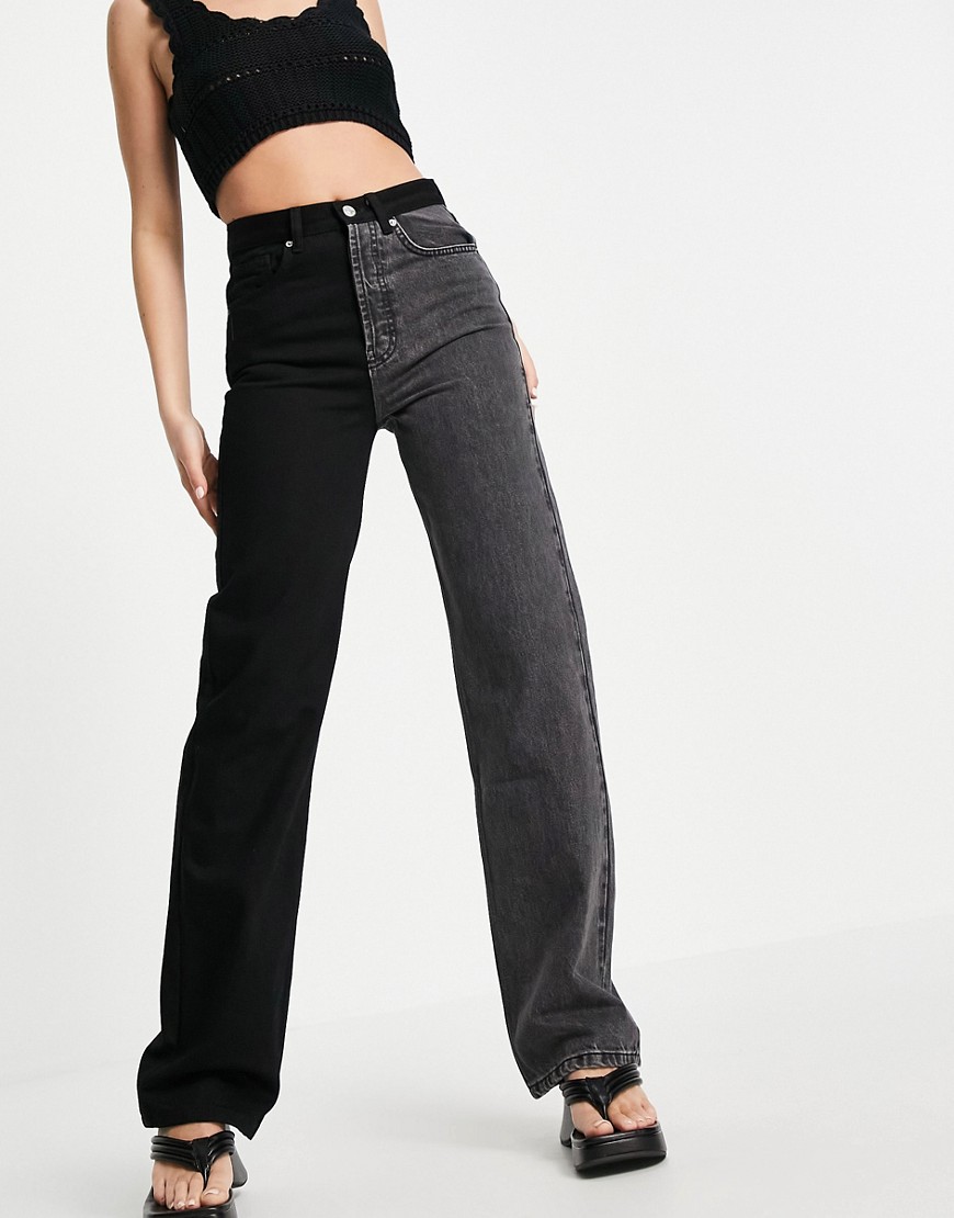 Topshop 90s straight color block jeans in washed black | Fashion Gone Rogue