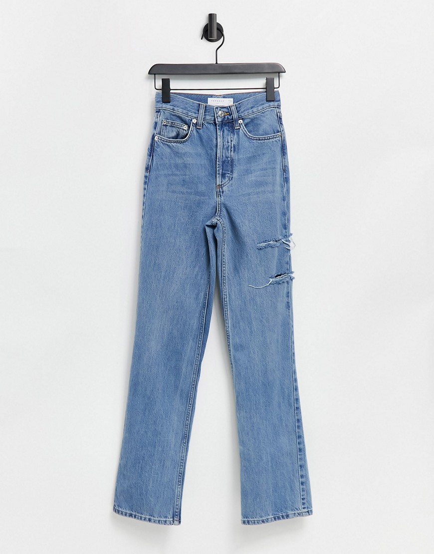 Topshop Kort jean with slash rips in bleach-Blues | Fashion Gone Rogue