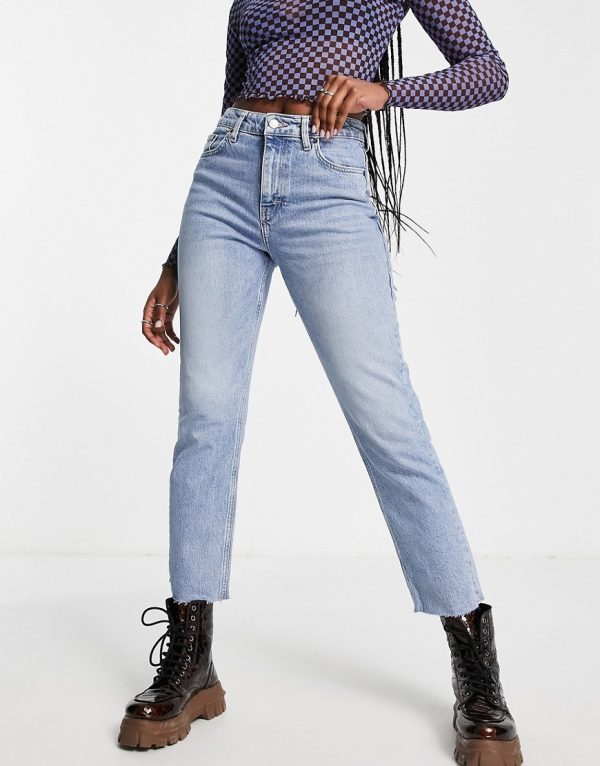 Topshop Straight jeans in bleach-Blues