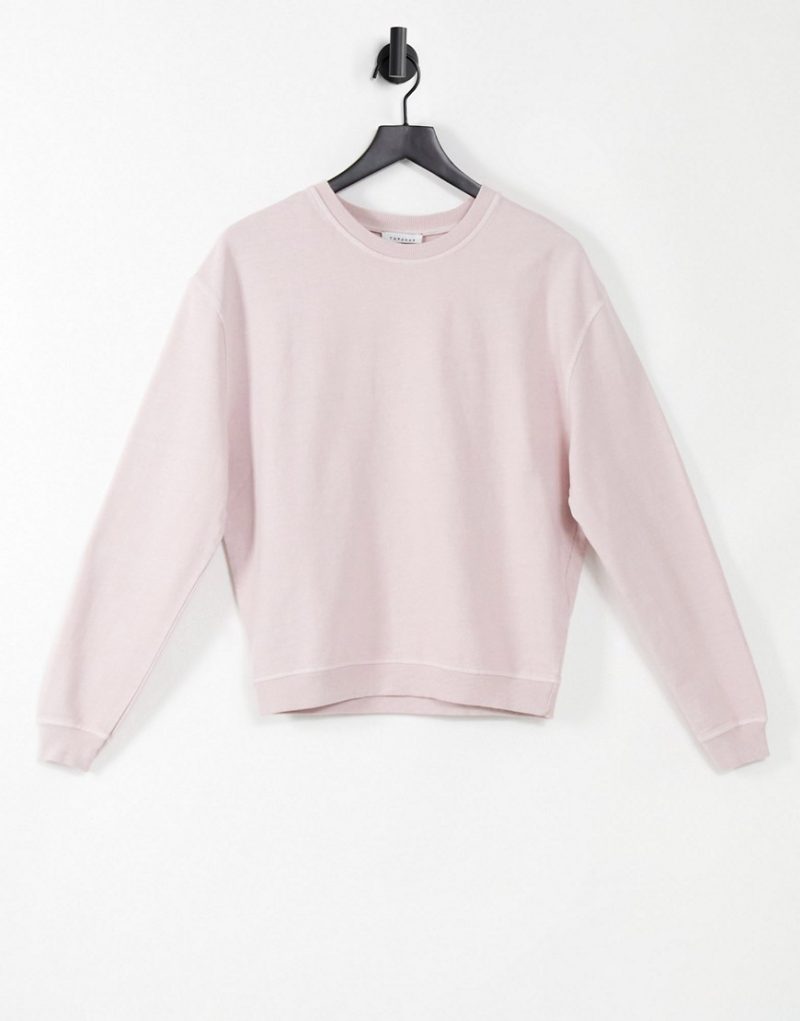 Topshop acid wash sweatshirt in pink - part of a set